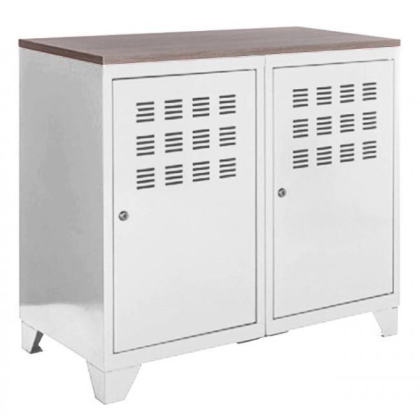 Armoire de rangement métal 2 portes (blanc)