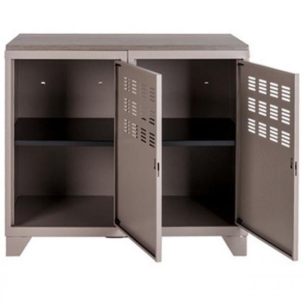 Armoire de rangement métal 2 portes (taupe)