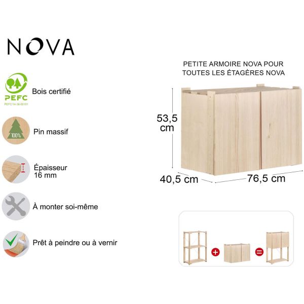 Armoire de rangement en pin massif Nova - AST-0233