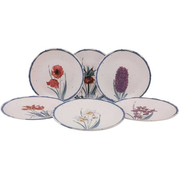Assiette en céramique Vintage flower 25 cm (Lot de 6)