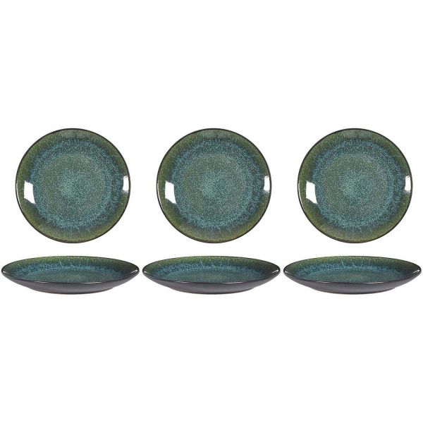 Assiette en grès vert Elia (Lot de 6)