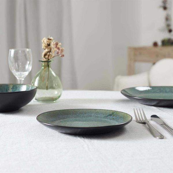 Assiette en grès vert Elia (Lot de 6) - THE HOME DECO FACTORY