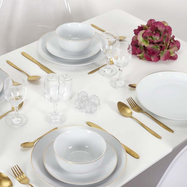 Assiette en porcelaine avec liseré doré (lot de 6) (assiettes