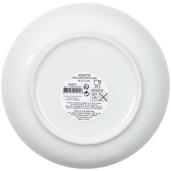 Assiette en porcelaine avec liseré doré (lot de 6) assiettes