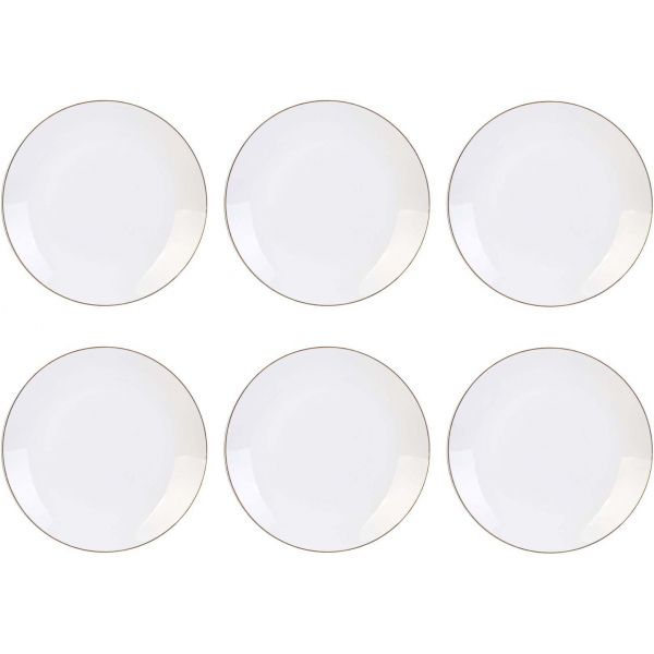 Set de 6 assiettes plates, jaune-vert-rose, assiettes plates pour 6  personnes, en