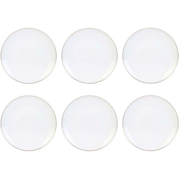 Assiette en porcelaine avec liseré doré (Lot de 6)