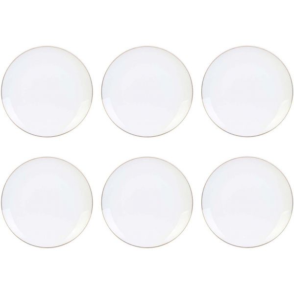 Assiette en porcelaine avec liseré doré (Lot de 6)