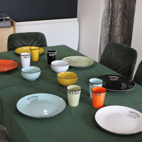 Assiettes colorées Brasserie bistrot (Lot de 6) - ANTIC LINE CRéATIONS