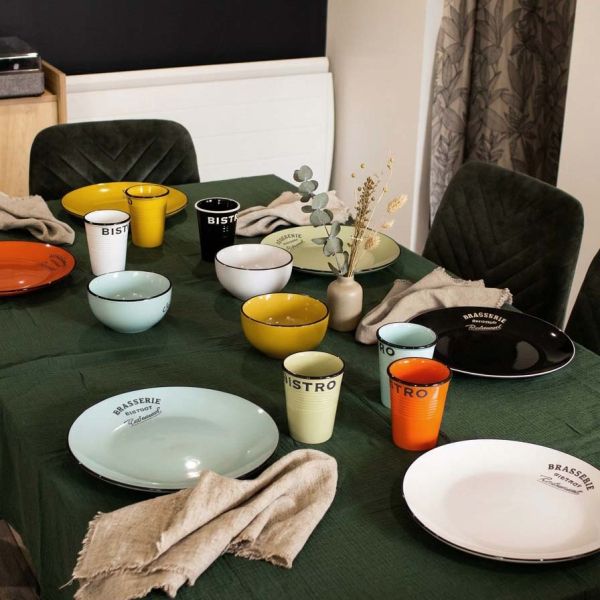 Assiettes colorées Brasserie bistrot (Lot de 6) - ANTIC LINE CRéATIONS