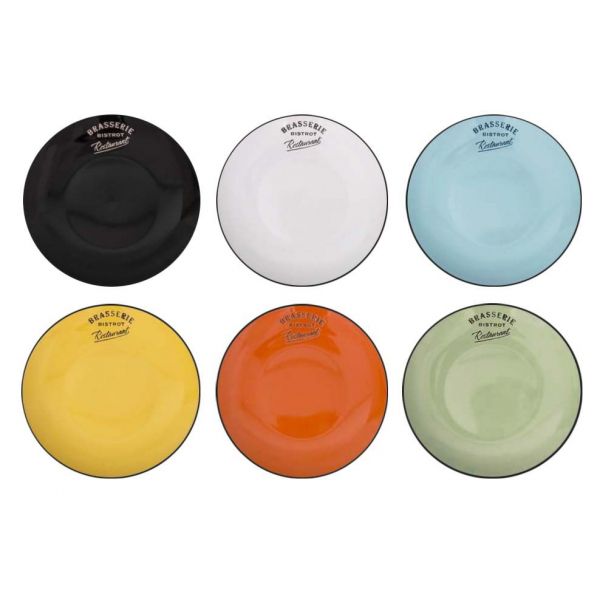 Assiettes colorées Brasserie bistrot (Lot de 6)