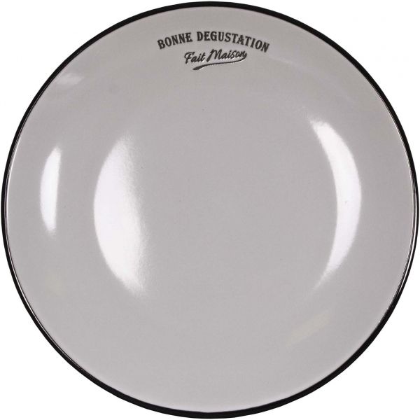 Assiettes en grès blanc Bonne dégustation (Lot de 6) - ANTIC LINE CRéATIONS