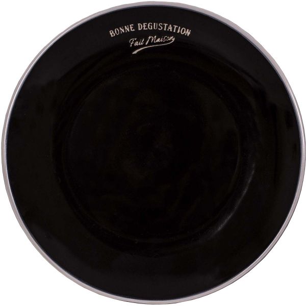 Assiettes en grès noir Bonne dégustation (Lot de 6) - ANTIC LINE CRéATIONS