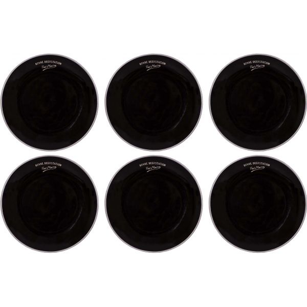 Assiettes en grès noir Bonne dégustation (Lot de 6)