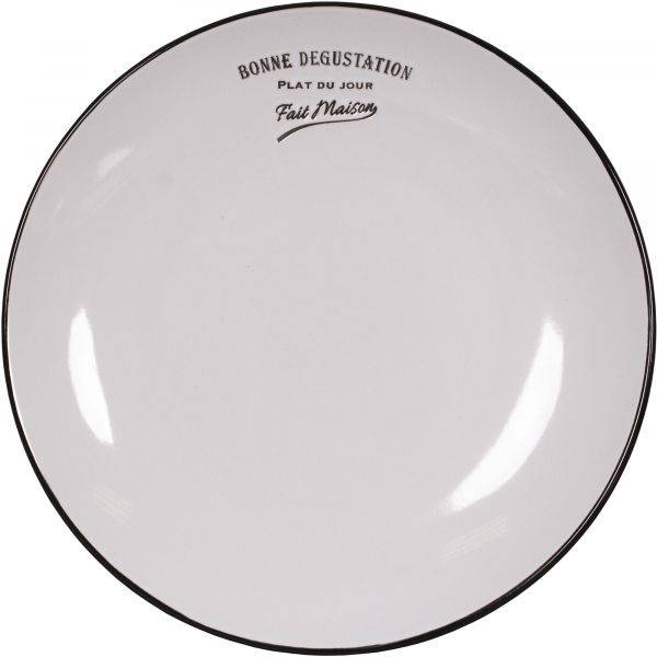 Assiettes en grès blanc Bonne dégustation (Lot de 6) - ANTIC LINE CRéATIONS