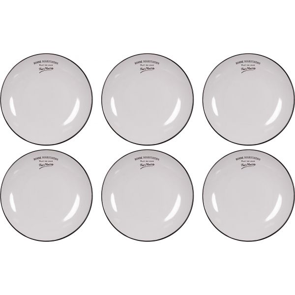 Assiettes en grès blanc Bonne dégustation (Lot de 6)