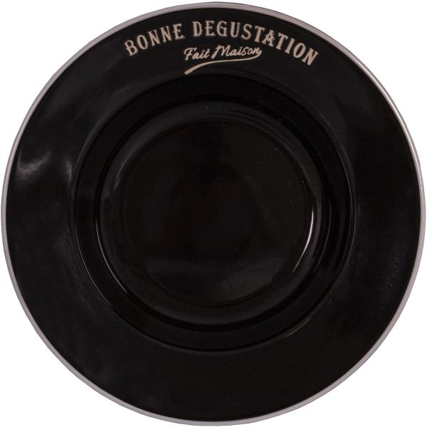 Assiettes en grès noir Bonne dégustation (Lot de 6) - ANTIC LINE CRéATIONS