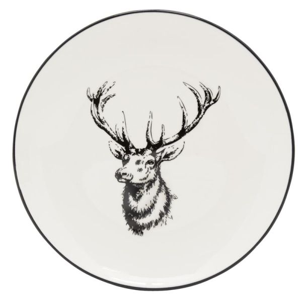 Vaisselle Cerf en porcelaine blanche et noire (lot de 6) - 29,90