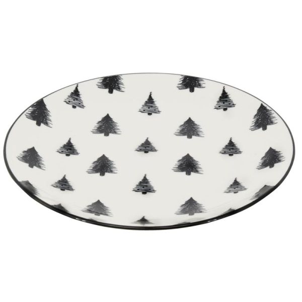 Vaisselle sapin en porcelaine noires et blanches (lot de 6) - AUB-6242