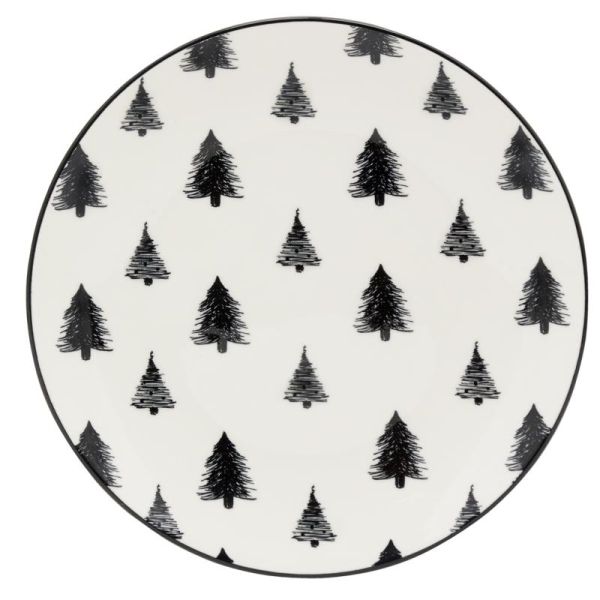 Vaisselle sapin en porcelaine noires et blanches (lot de 6) - 29,90