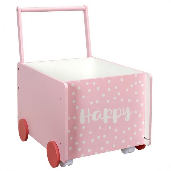Bac de rangement chariot pour enfant (rose - happy)