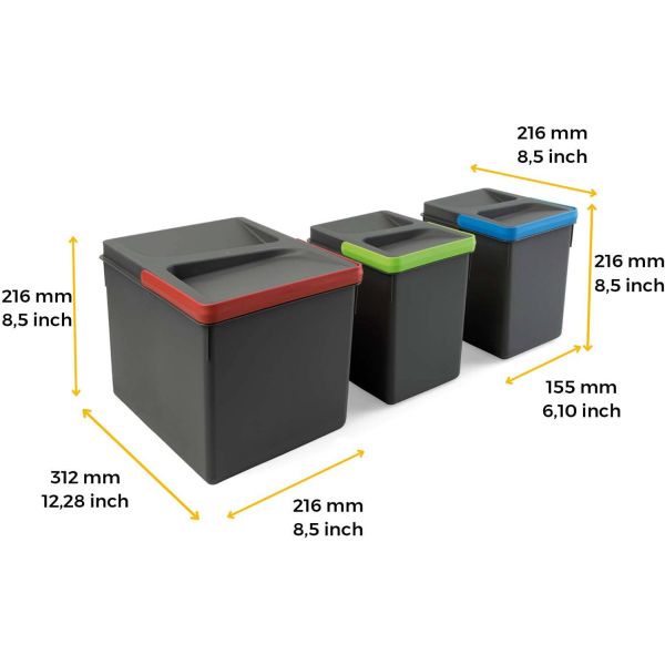 Bacs de tri pour tiroir de cuisine Recycle - EMU-0111