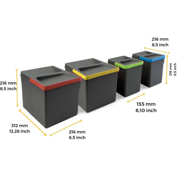 Bacs de tri pour tiroir de cuisine Recycle - EMU-0113