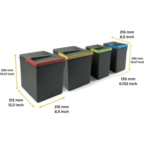 Bacs de tri pour tiroir de cuisine Recycle - EMU-0110