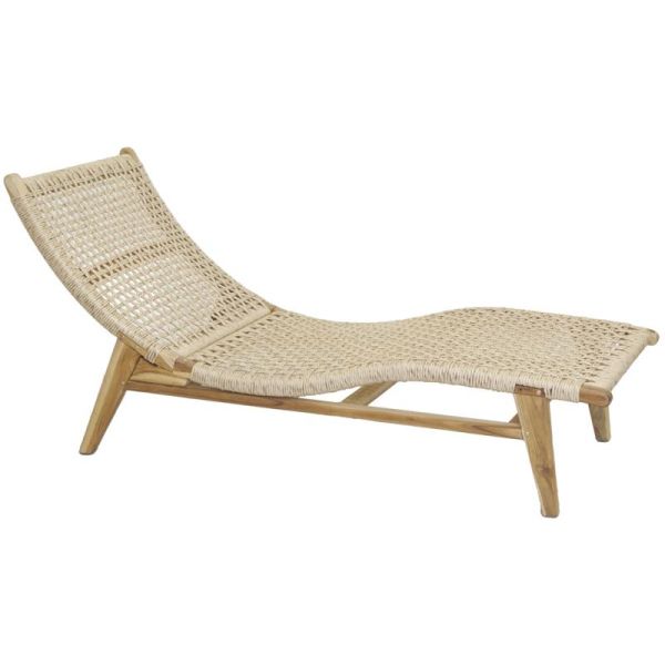 Chaise bain de soleil en teck et cannage synthétique BAIA