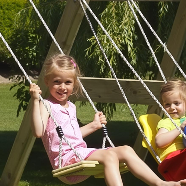 Balançoire bois avec cordes chanvre - KBT