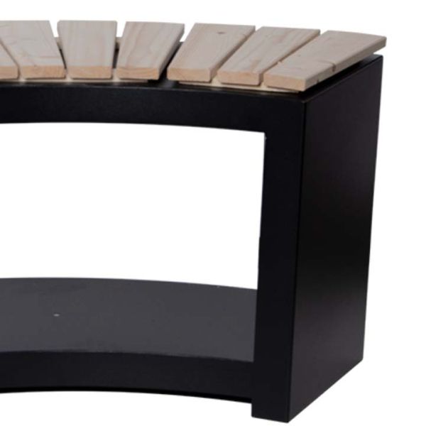 Banc acier et bois avec rangement à bûches - ESS-1422