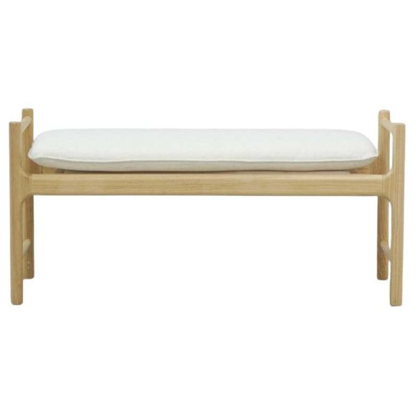 Banc en bois avec coussin en coton blanc - AUBRY GASPARD