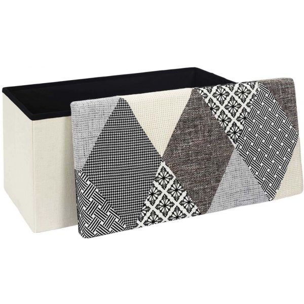 Banc coffre pliable Patchwork gris - 42,90