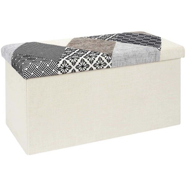 Banc coffre pliable Patchwork gris