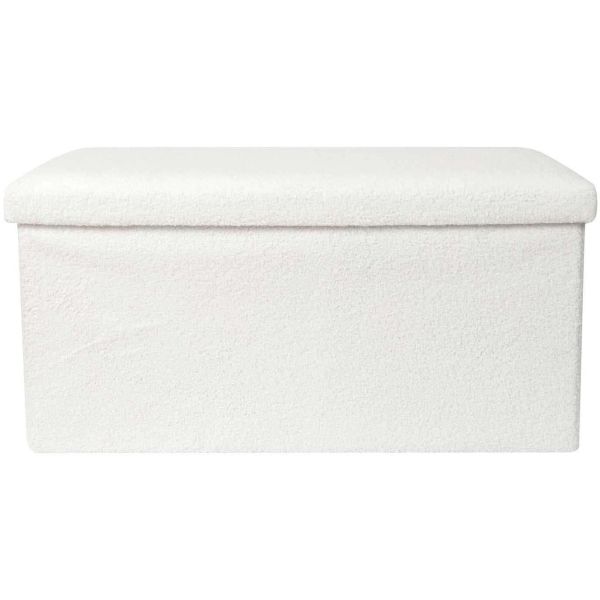 Banc coffre pliable en bouclette blanc - CMP-4730