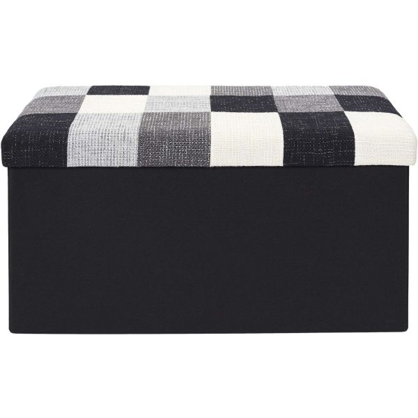 Banc coffre noir pliable couvercle à motifs - CMP-3494
