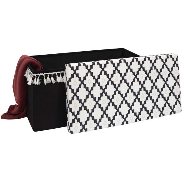 Banc coffre noir pliable couvercle à motifs - 6