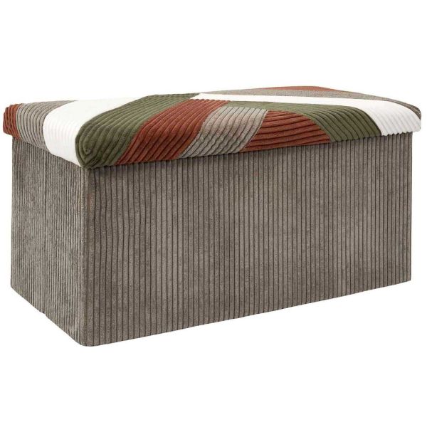 Banc coffre pliable patchwork côtelé Scott - CMP-5230