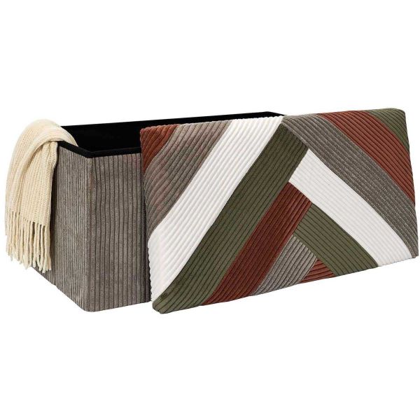 Banc coffre pliable patchwork côtelé Scott - 5