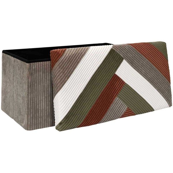 Banc coffre pliable patchwork côtelé Scott