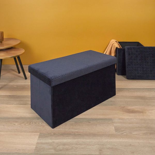 Banc coffre pliable en velours Rétro - 7