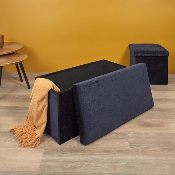 Banc coffre pliable en velours Rétro - THE HOME DECO FACTORY