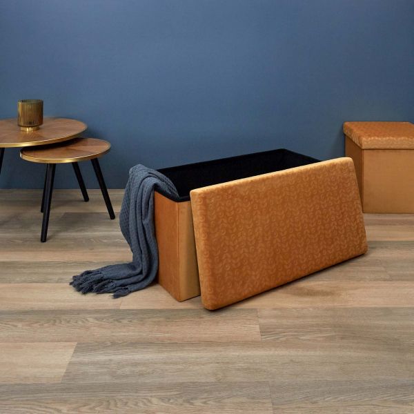 Banc coffre pliable en velours Rétro - THE HOME DECO FACTORY