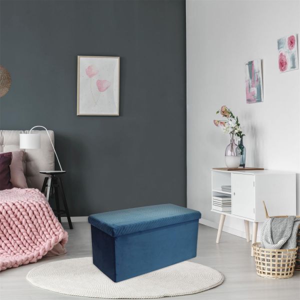 Banc coffre pliable en velours Zig zag - THE HOME DECO FACTORY