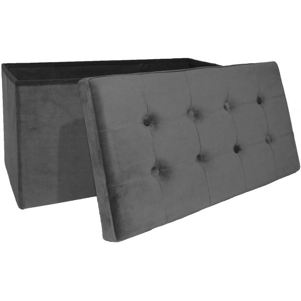 Banc coffre pliable en velours 8 boutons