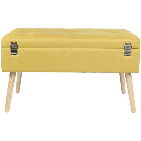 Banc Coffre De Rangement Assise Capitonnee Valise Jaune