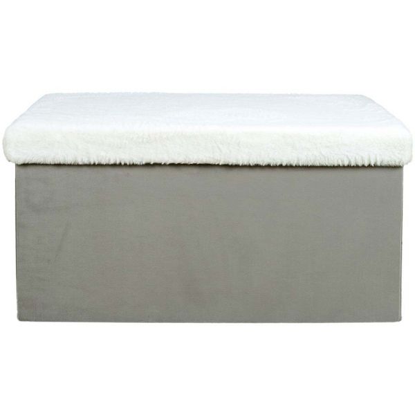 Banc coffre de rangement bicolore imitation fourrure Léo - CMP-2619