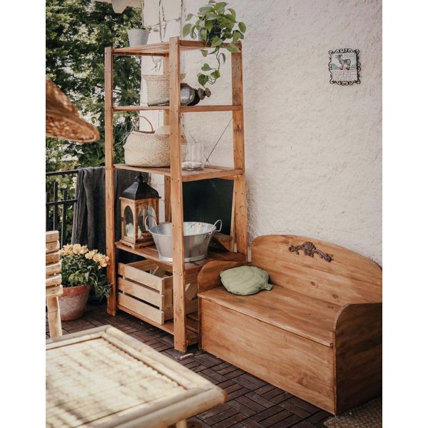 Banc coffre de rangement en pin brut 78 litres - 8