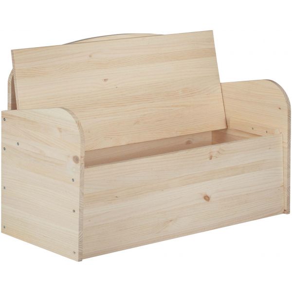 Banc coffre de rangement en pin brut 78 litres - 101,15
