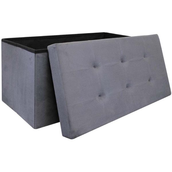 Banc coffre de rangement en suédine Lina