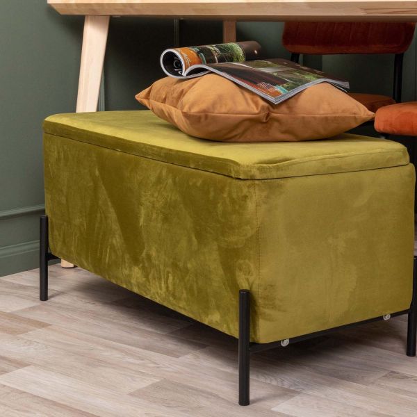 Banc avec coffre de rangement en velours Snog - LEITMOTIV